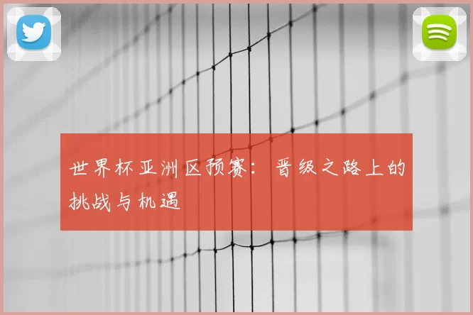 世界杯亚洲区预赛:晋级之路上的挑战与机遇